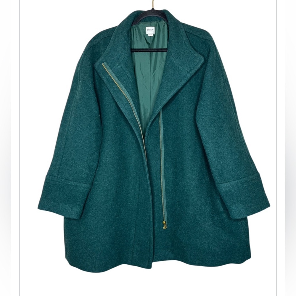 J.Crew City Coat Green Wool Blend Longline Career Pea Coat size 24